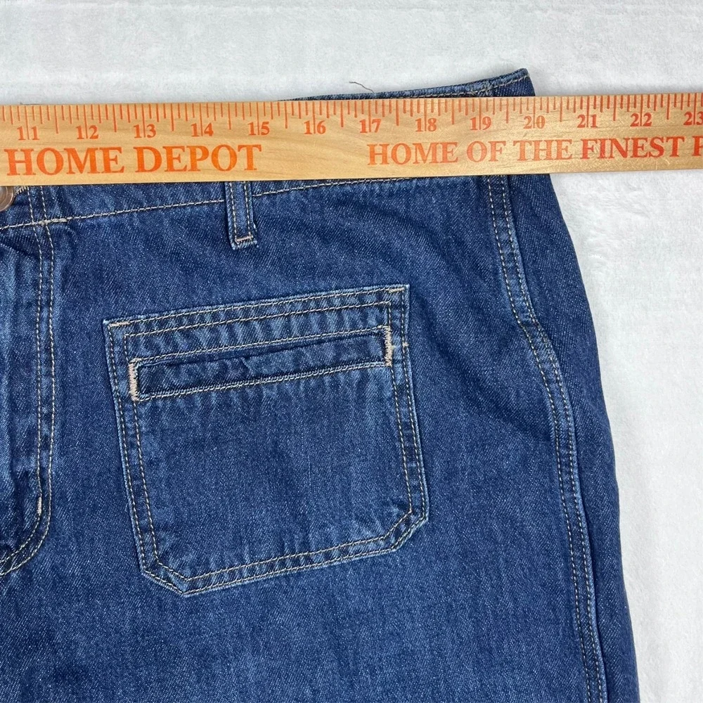 Old Navy Jeans Women 18 40x29 Blue High Rise‎ Baggy Wide Leg Drapey Patch Pocket
